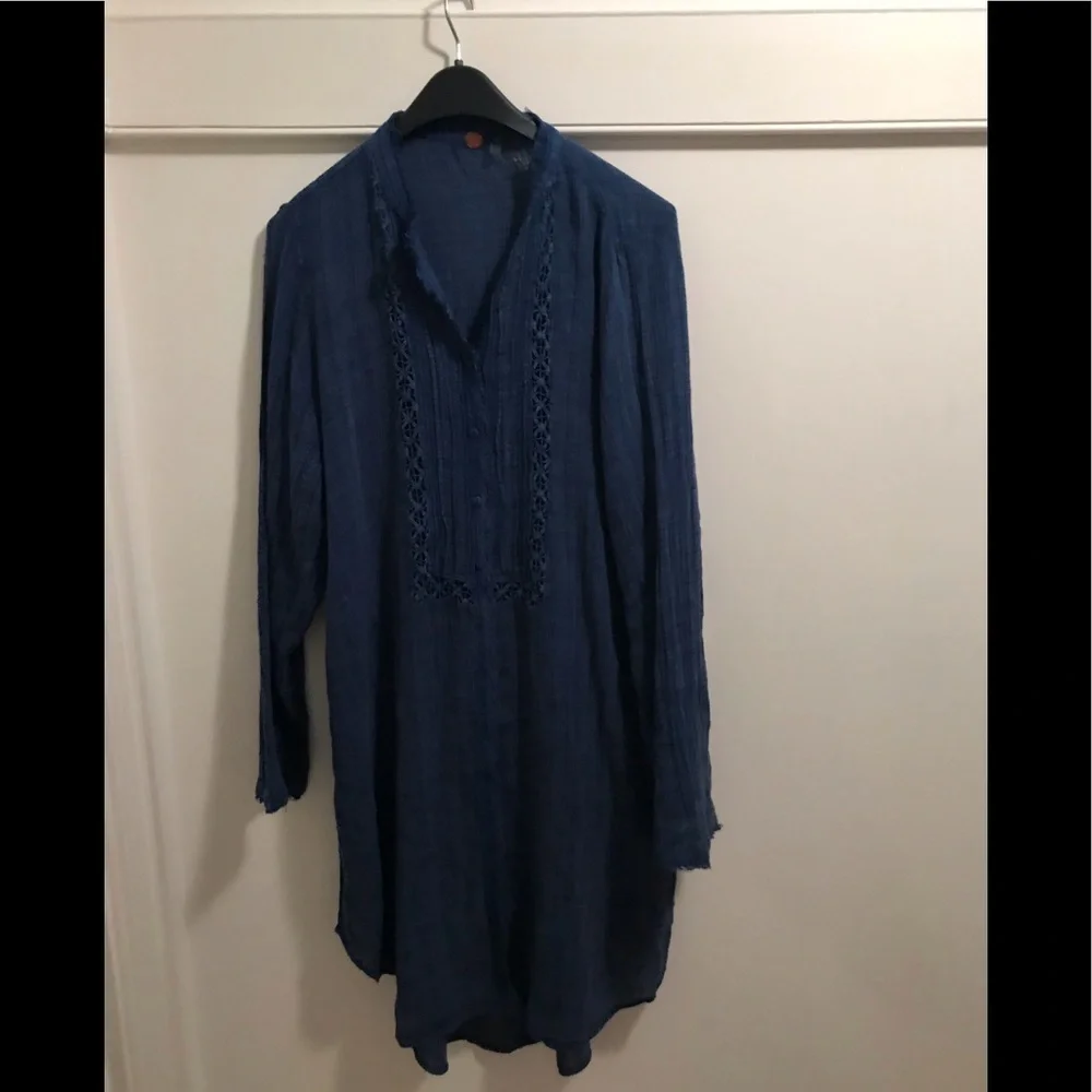 NWT Free People Shirt dress duster Blue Medium